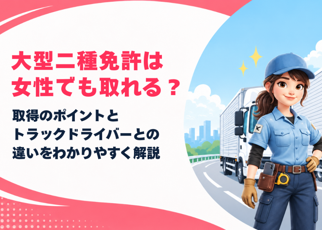 大型二種免許は女性でも取れる？取得のポイントとトラックドライバーとの違いをわかりやすく解説