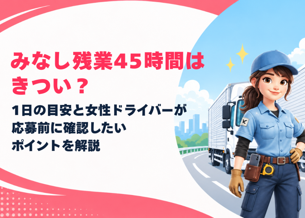 みなし残業45時間はきつい？1日の目安と女性ドライバーが応募前に確認したいポイントを解説
