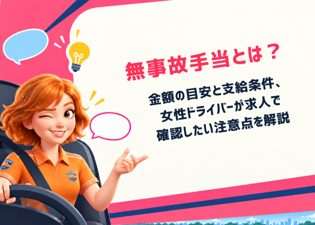 無事故手当とは？金額の目安と支給条件、女性ドライバーが求人で確認したい注意点を解説