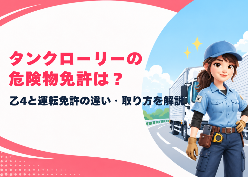 タンクローリーの危険物の免許は？乙4と運転免許の違いや取り方をわかりやすく解説します