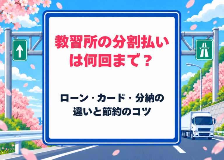 教習所の分割払いは何回まで？ローン・カード・分納の違いと費用を抑えるコツを解説