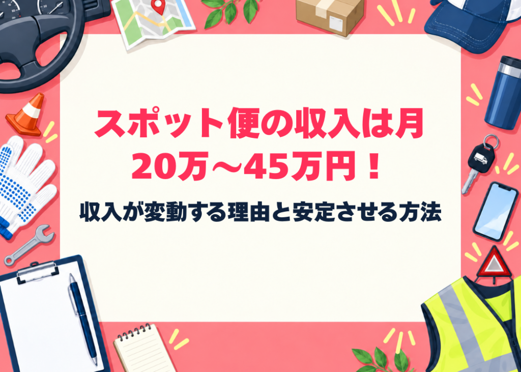 スポット便の収入は月20万〜45万円と幅がある！変動する理由と安定させる方法を解説