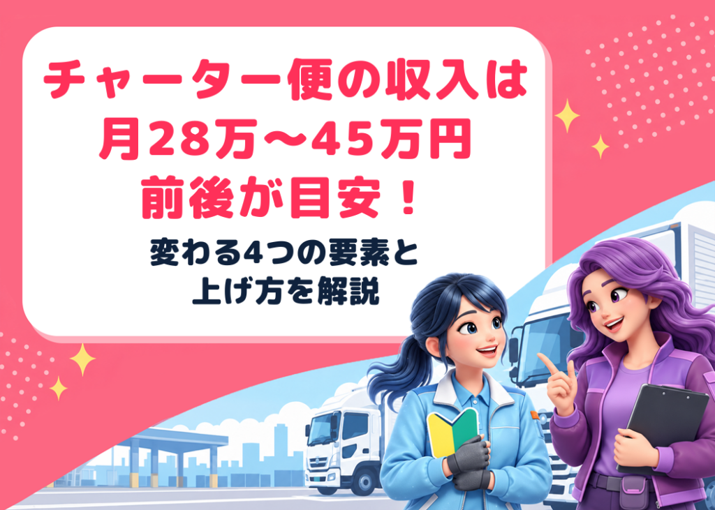 チャーター便の収入は月28万〜45万円前後が目安！変わる4つの要素と上げ方を解説