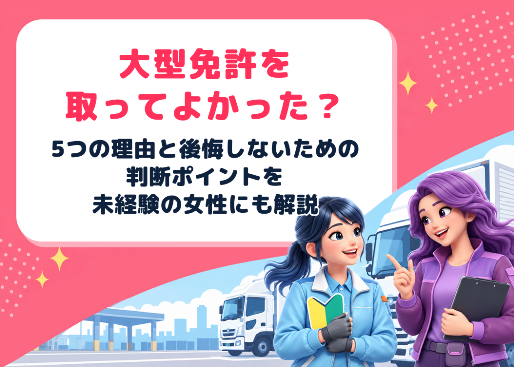 大型免許を取ってよかった?5つの理由と後悔しないための判断ポイントを未経験の女性にも解説