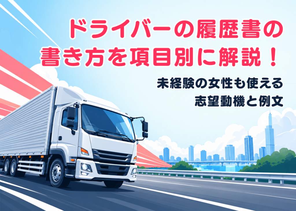 ドライバーの履歴書の書き方を項目別に解説！未経験の女性も使える志望動機と例文