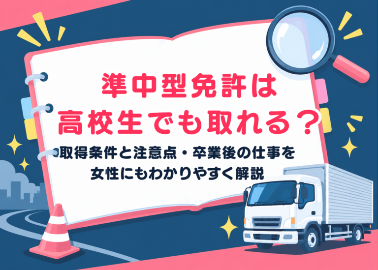 準中型免許は高校生でも取れる？取得条件と注意点・卒業後の仕事を女性にもわかりやすく解説