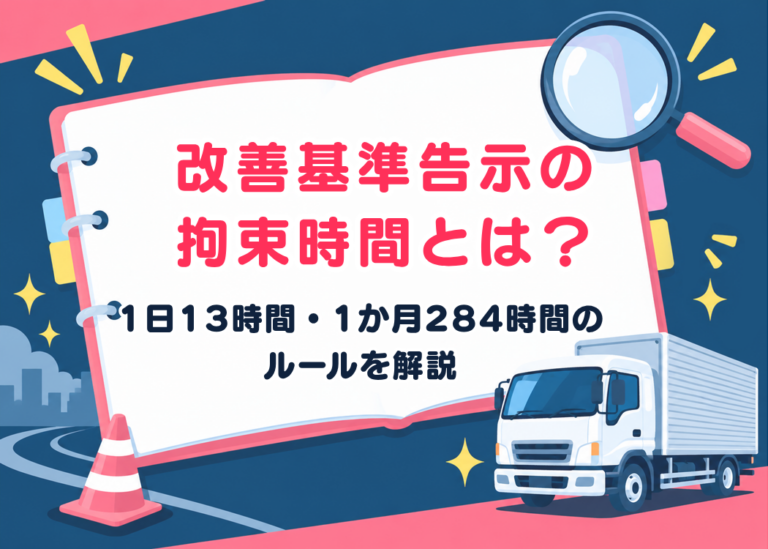 改善基準告示の拘束時間とは？1日13時間・1か月284時間のルールを解説
