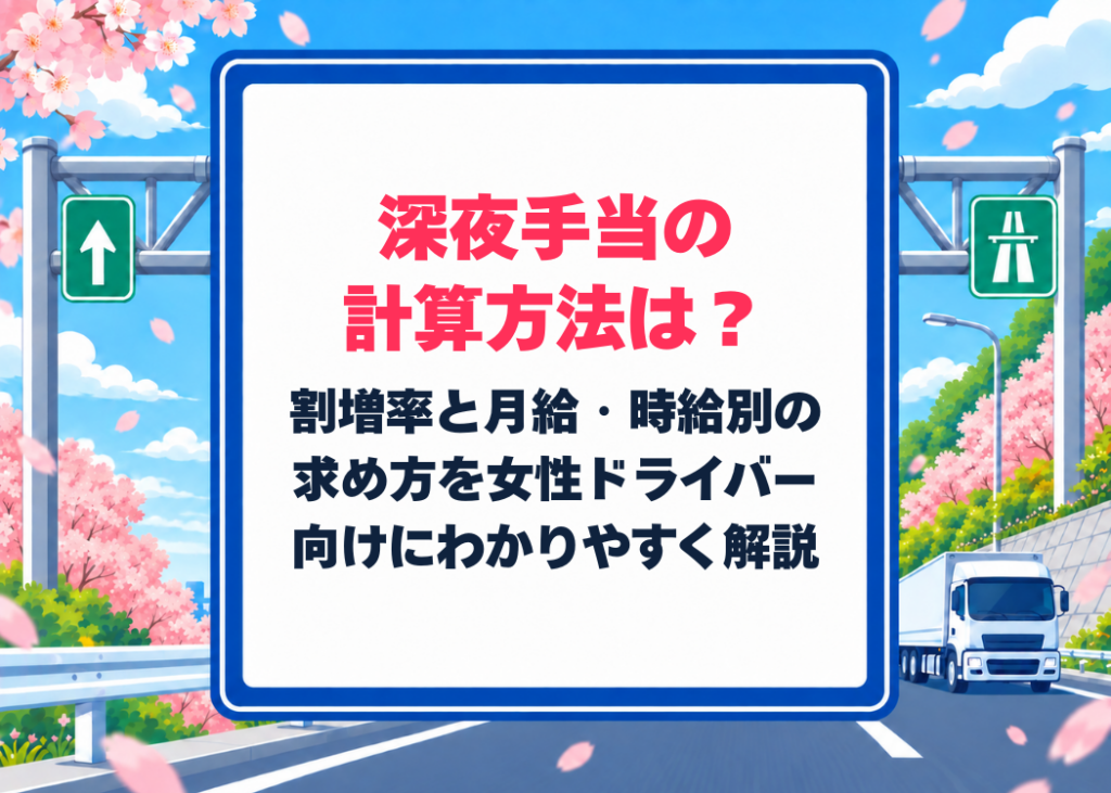 深夜手当の計算方法は？割増率と月給・時給別の求め方を女性ドライバー向けにわかりやすく解説