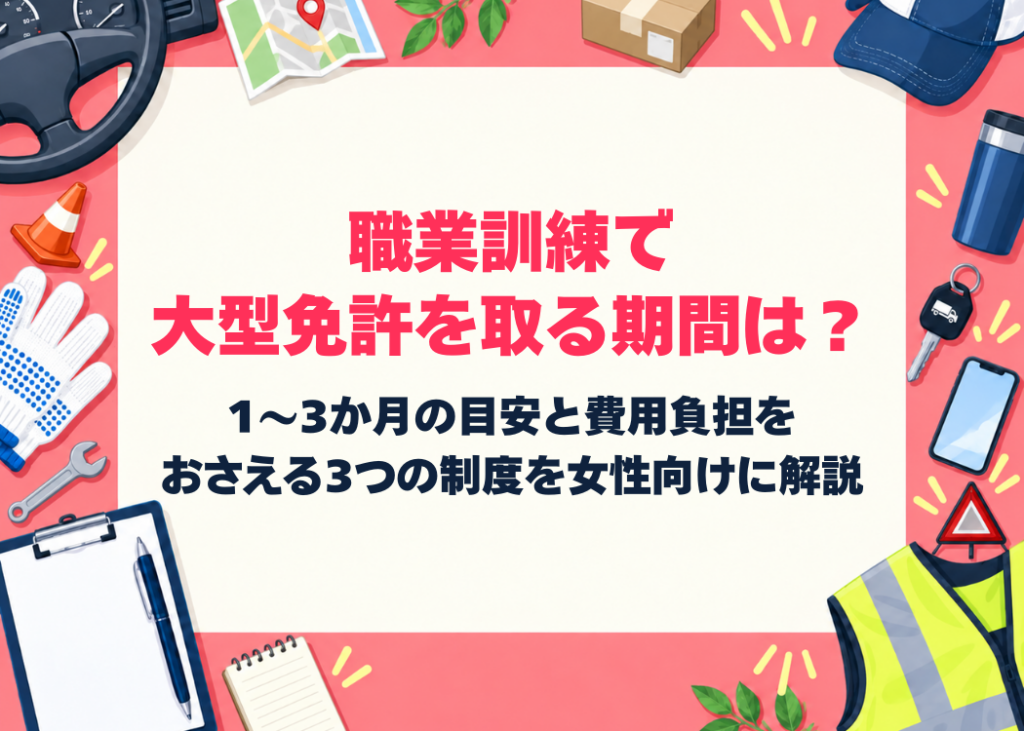 職業訓練で大型免許を取る期間は?1〜3か月の目安と費用負担をおさえる3つの制度を女性向けに解説