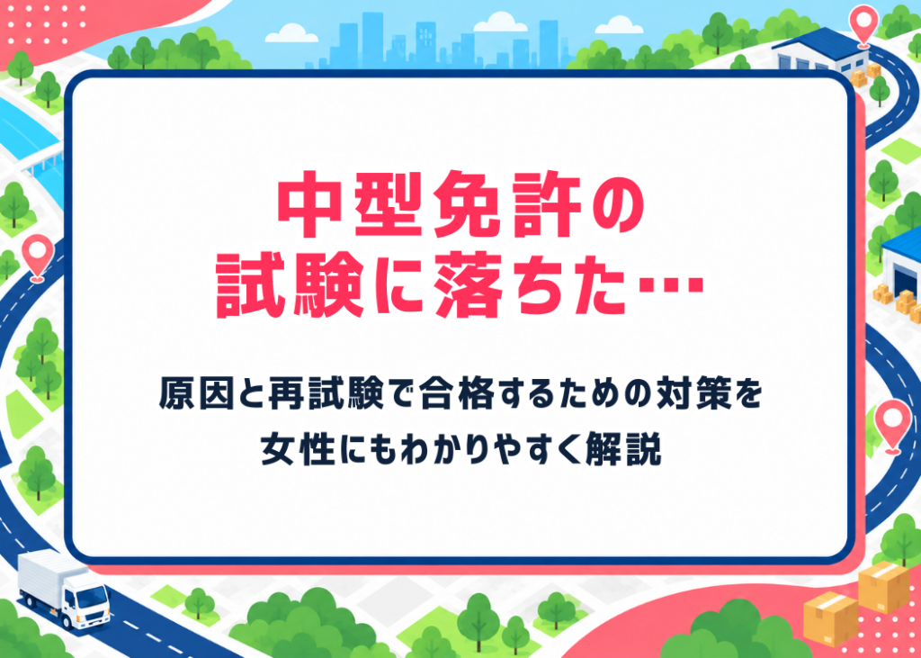 中型免許の試験に落ちた…原因と再試験で合格するための対策を女性にもわかりやすく解説