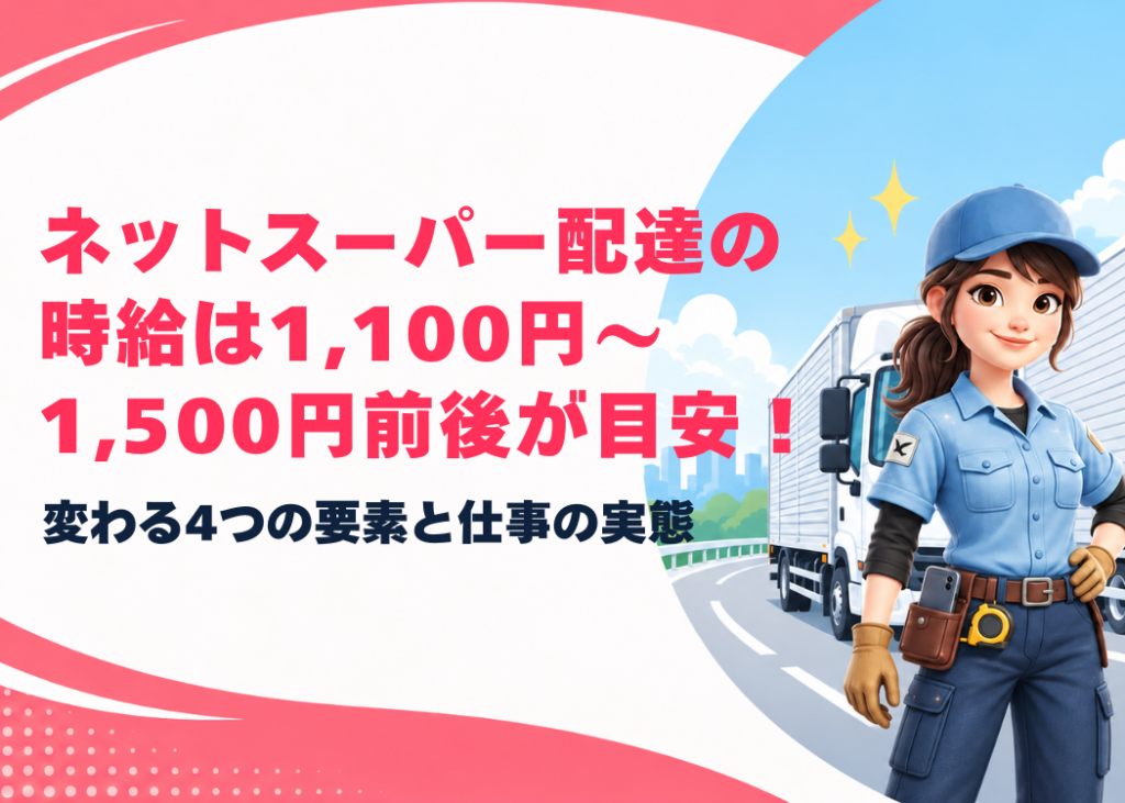 ネットスーパー配達の時給は1,100円〜1,500円前後が目安！変わる4つの要素と仕事の実態