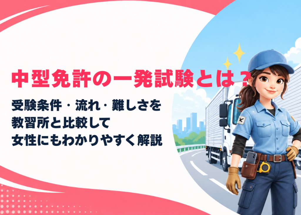 中型免許の一発試験とは？受験条件・流れ・難しさを教習所と比較して女性にもわかりやすく解説