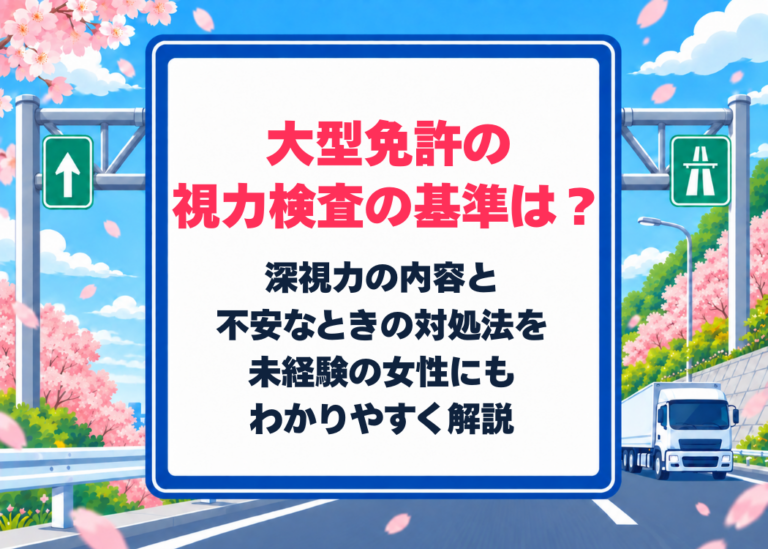 大型免許の視力検査の基準は？深視力の内容と不安なときの対処法を未経験の女性にもわかりやすく解説